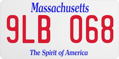 MA license plate 9LB068