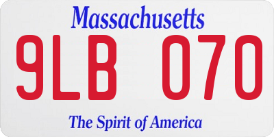 MA license plate 9LB070