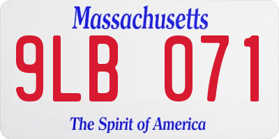 MA license plate 9LB071