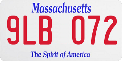 MA license plate 9LB072