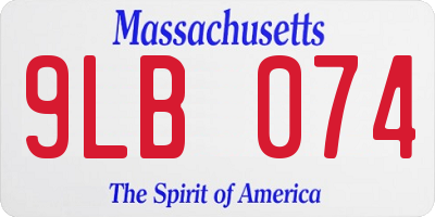 MA license plate 9LB074
