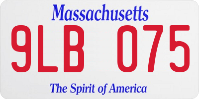MA license plate 9LB075