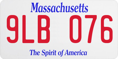 MA license plate 9LB076