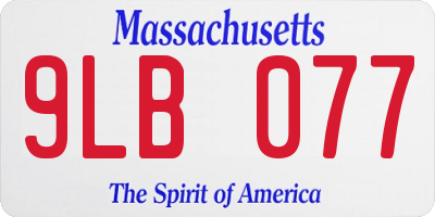 MA license plate 9LB077