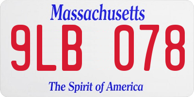 MA license plate 9LB078