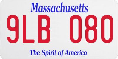 MA license plate 9LB080