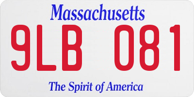 MA license plate 9LB081