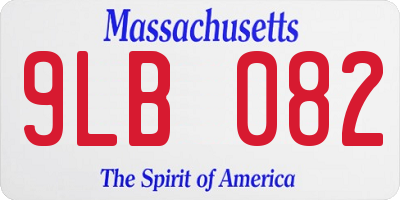 MA license plate 9LB082