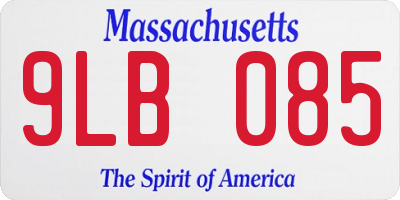 MA license plate 9LB085