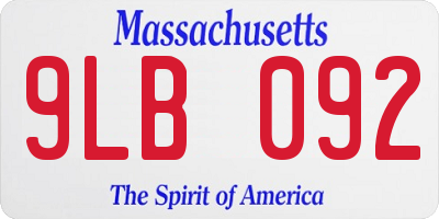 MA license plate 9LB092
