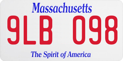 MA license plate 9LB098
