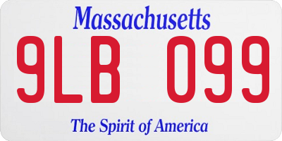 MA license plate 9LB099