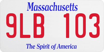 MA license plate 9LB103