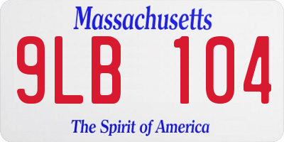MA license plate 9LB104