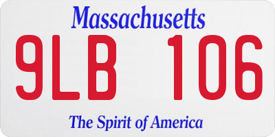 MA license plate 9LB106