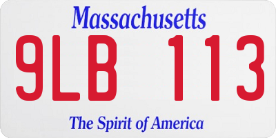 MA license plate 9LB113