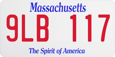 MA license plate 9LB117