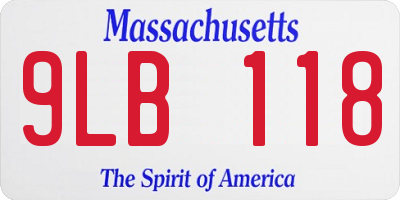 MA license plate 9LB118