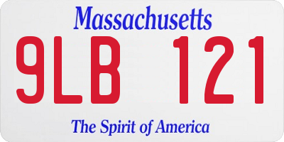 MA license plate 9LB121