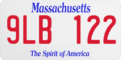 MA license plate 9LB122