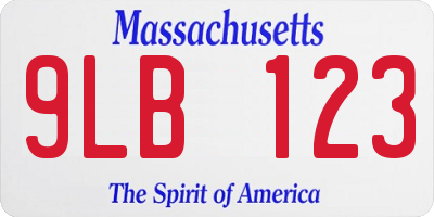 MA license plate 9LB123