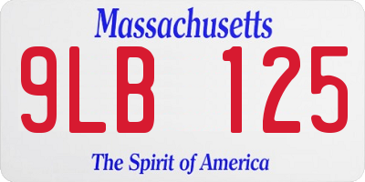 MA license plate 9LB125