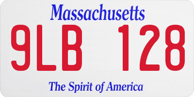 MA license plate 9LB128