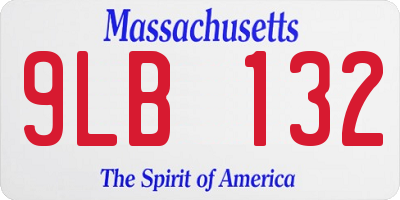 MA license plate 9LB132