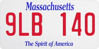 MA license plate 9LB140
