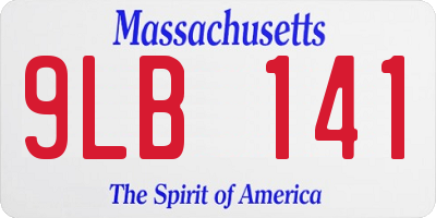 MA license plate 9LB141