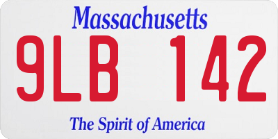 MA license plate 9LB142