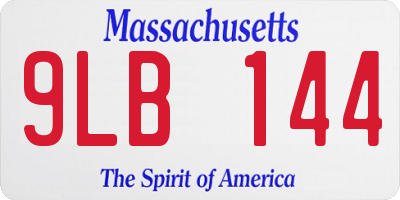 MA license plate 9LB144