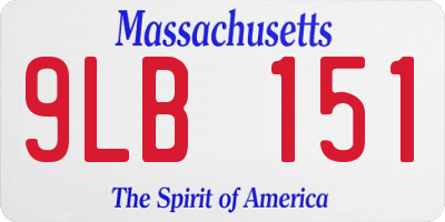 MA license plate 9LB151