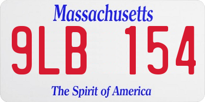 MA license plate 9LB154