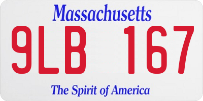 MA license plate 9LB167