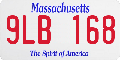 MA license plate 9LB168