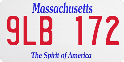 MA license plate 9LB172