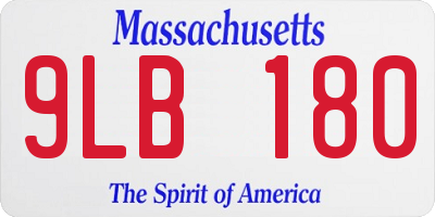MA license plate 9LB180