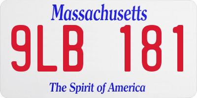 MA license plate 9LB181