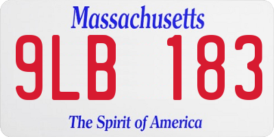 MA license plate 9LB183