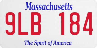 MA license plate 9LB184