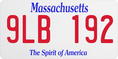 MA license plate 9LB192