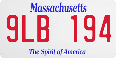 MA license plate 9LB194
