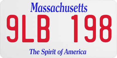 MA license plate 9LB198