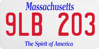 MA license plate 9LB203