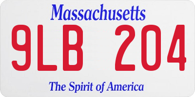 MA license plate 9LB204