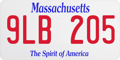 MA license plate 9LB205