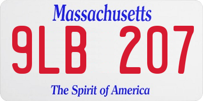 MA license plate 9LB207