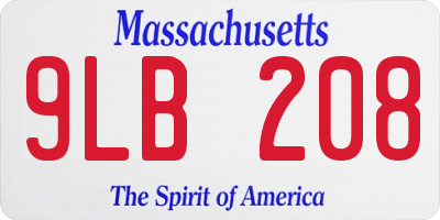 MA license plate 9LB208