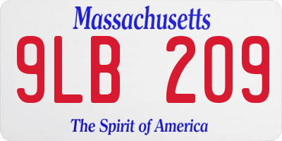 MA license plate 9LB209
